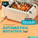 Churrasqueira Automática Rotativa 3 em 1 Elétrica Bivolts + 14 Espetos de Aço Inox + Frete Grátis